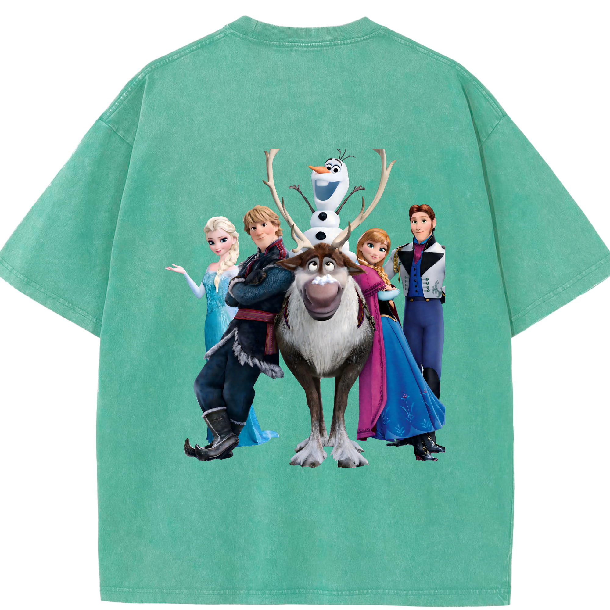 （画像用） アナと雪の女王 アンナ エルサ Frozen Anna Elsa 綿100% ヴィンテージ風 半袖Tシャツ（背面プリント）